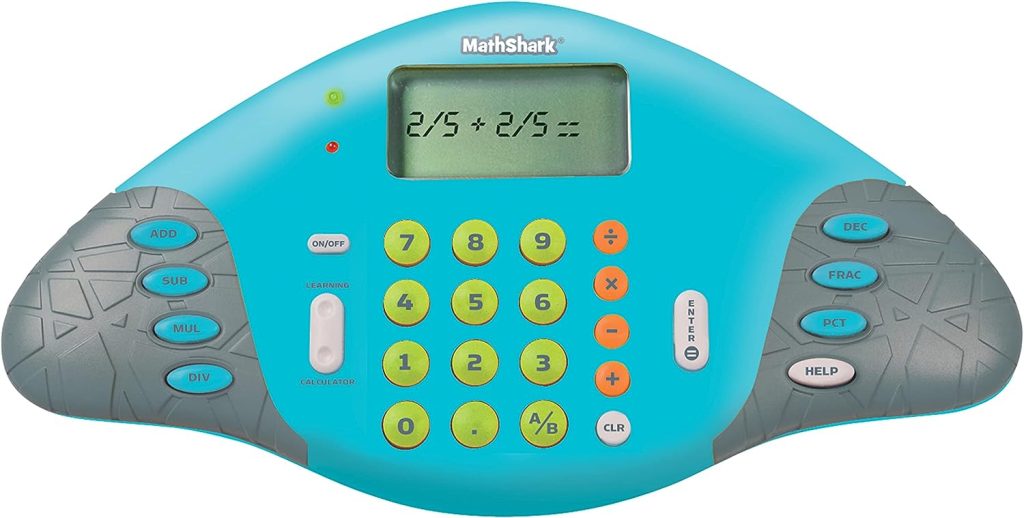 Educational Insights MathShark Electronic Math Game for Kids Ages 6+, Addition, Subtraction, Multiplication  Division, Fractions  More, Classroom Supply