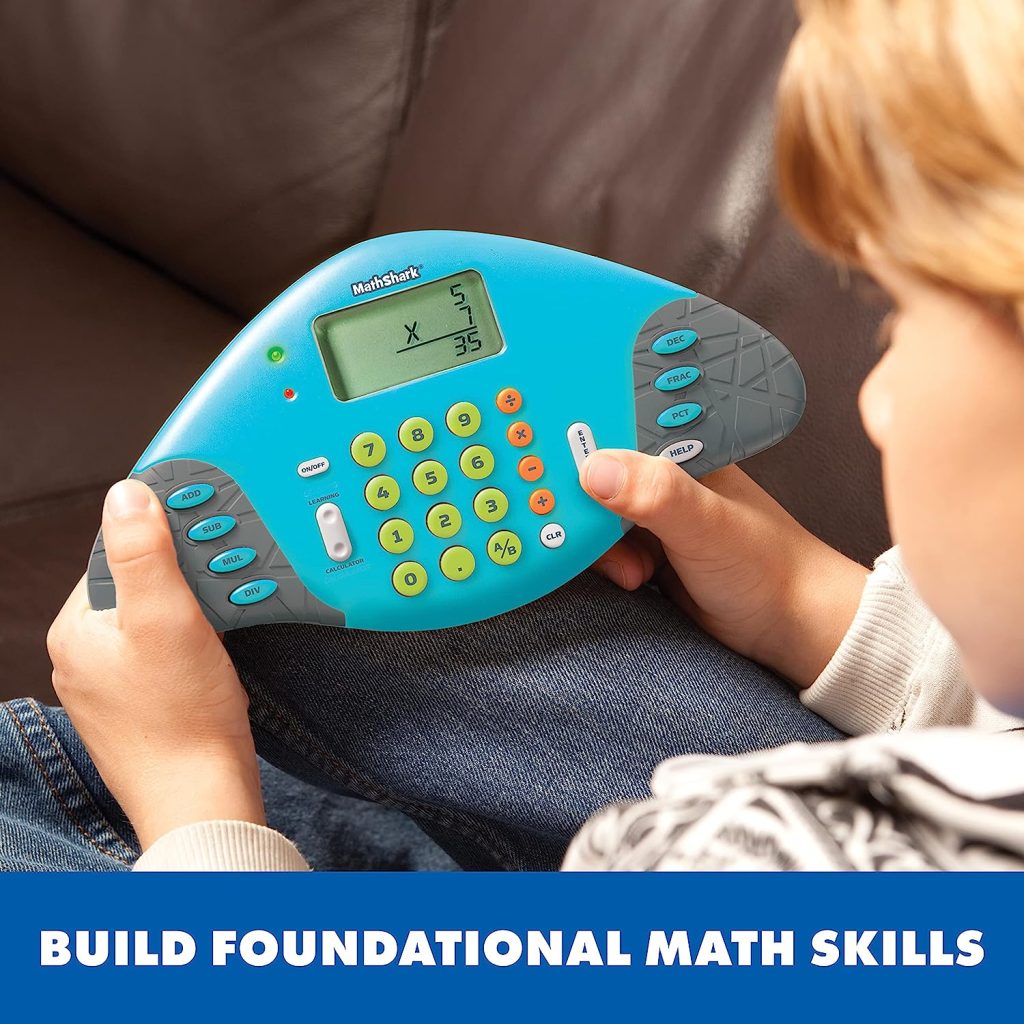 Educational Insights MathShark Electronic Math Game for Kids Ages 6+, Addition, Subtraction, Multiplication  Division, Fractions  More, Classroom Supply
