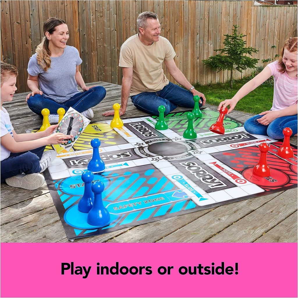 Giant Sorry Classic Family Board Game Indoor Outdoor Retro Party Activity Summer Toy with Oversized Gameboard, for Adults and Kids Ages 6 and Up