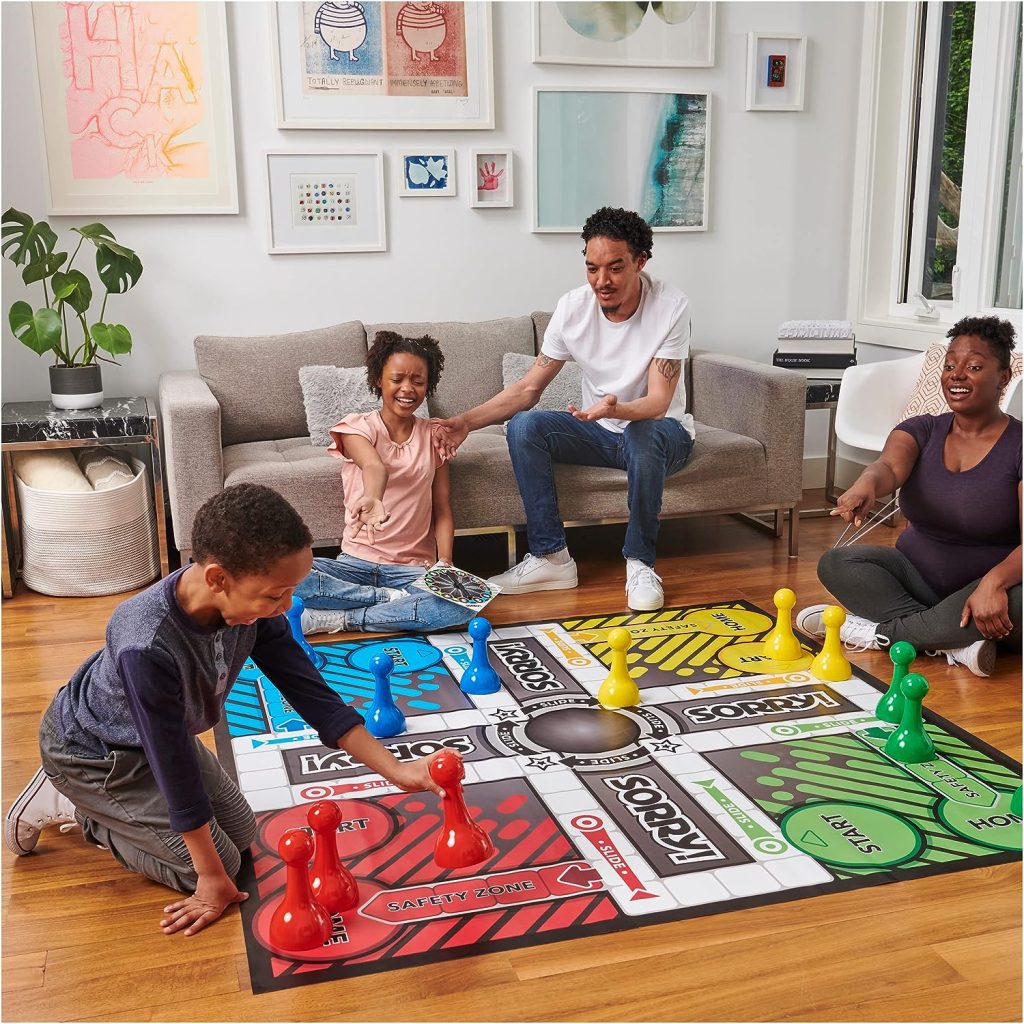 Giant Sorry Classic Family Board Game Indoor Outdoor Retro Party Activity Summer Toy with Oversized Gameboard, for Adults and Kids Ages 6 and Up