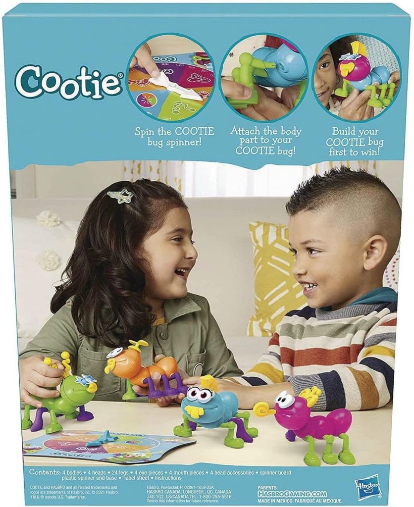 Hasbro Gaming Cootie Mixing and Matching Bug-Building Kids Game, Easy and Fun Games for Kids, Preschool Games for 2-4 Players, Kids Board Games, Ages 3 and Up