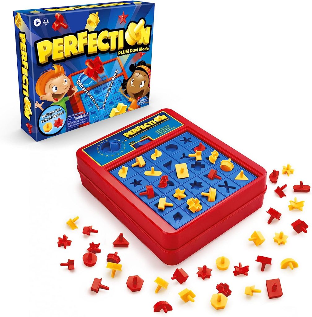 Hasbro Gaming Perfection Plus 2-Player Duel Mode Popping Shapes and Pieces Ages 5 and Up (Amazon Exclusive)