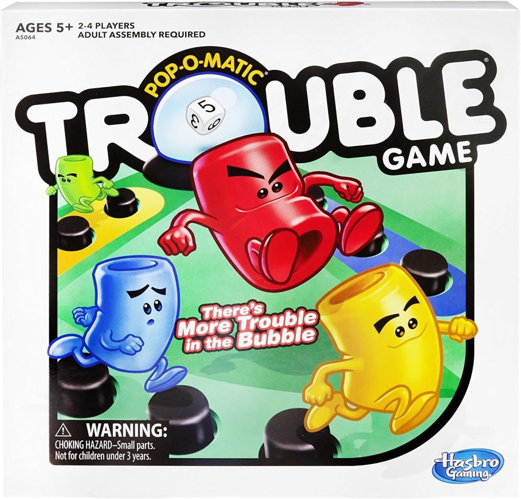 Hasbro Gaming Trouble Board Game for Kids Ages 5 and Up 2-4 Players (Packaging may vary)