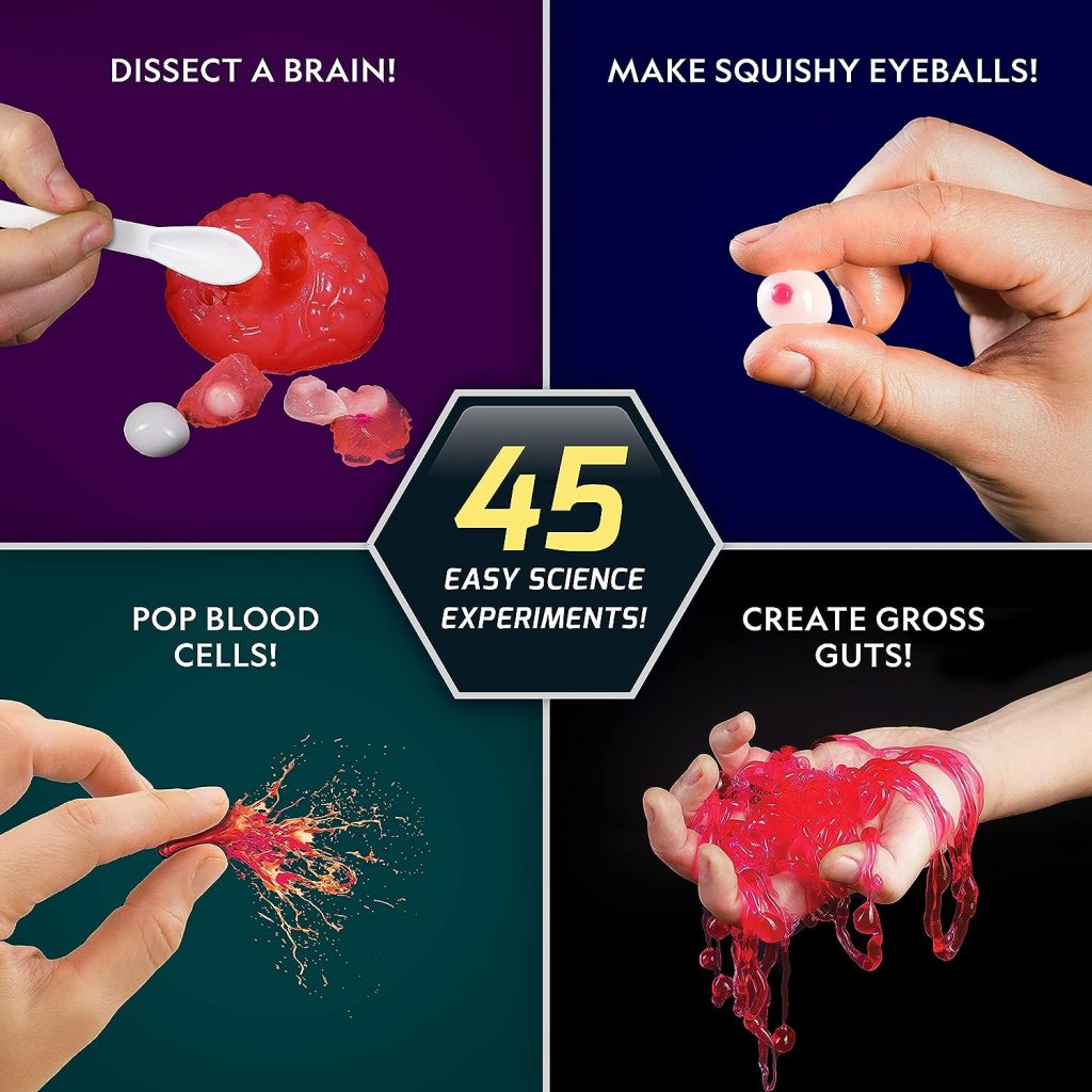 NATIONAL GEOGRAPHIC Gross Science Kit - 45 Gross Science Experiments- Dissect a Brain, Make Glowing Slime Worms, Science Kit for Kids 8-12, STEM Project Gifts for Boys and Girls (Amazon Exclusive)