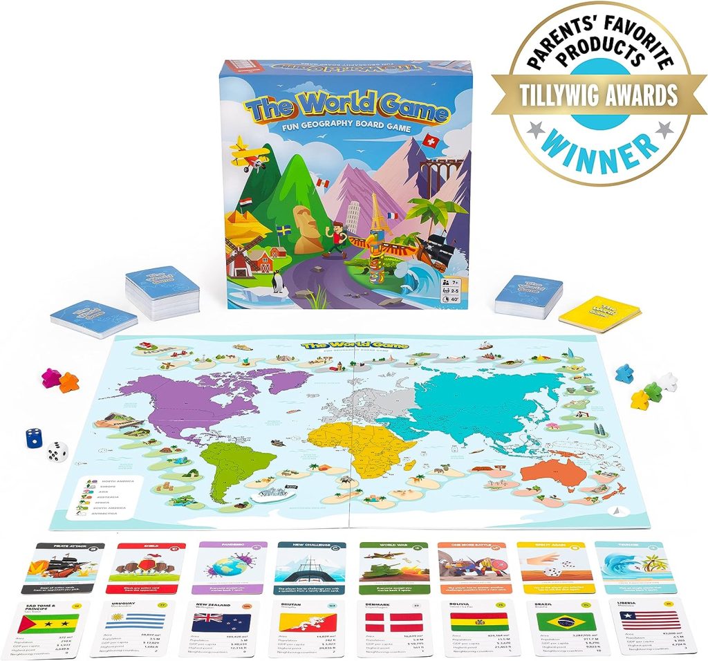 The World Game - Fun Geography Board Game - Educational Game for Kids  Adults - Cool Learning Gift Idea for Teenage Boys  Girls, 2-5 players