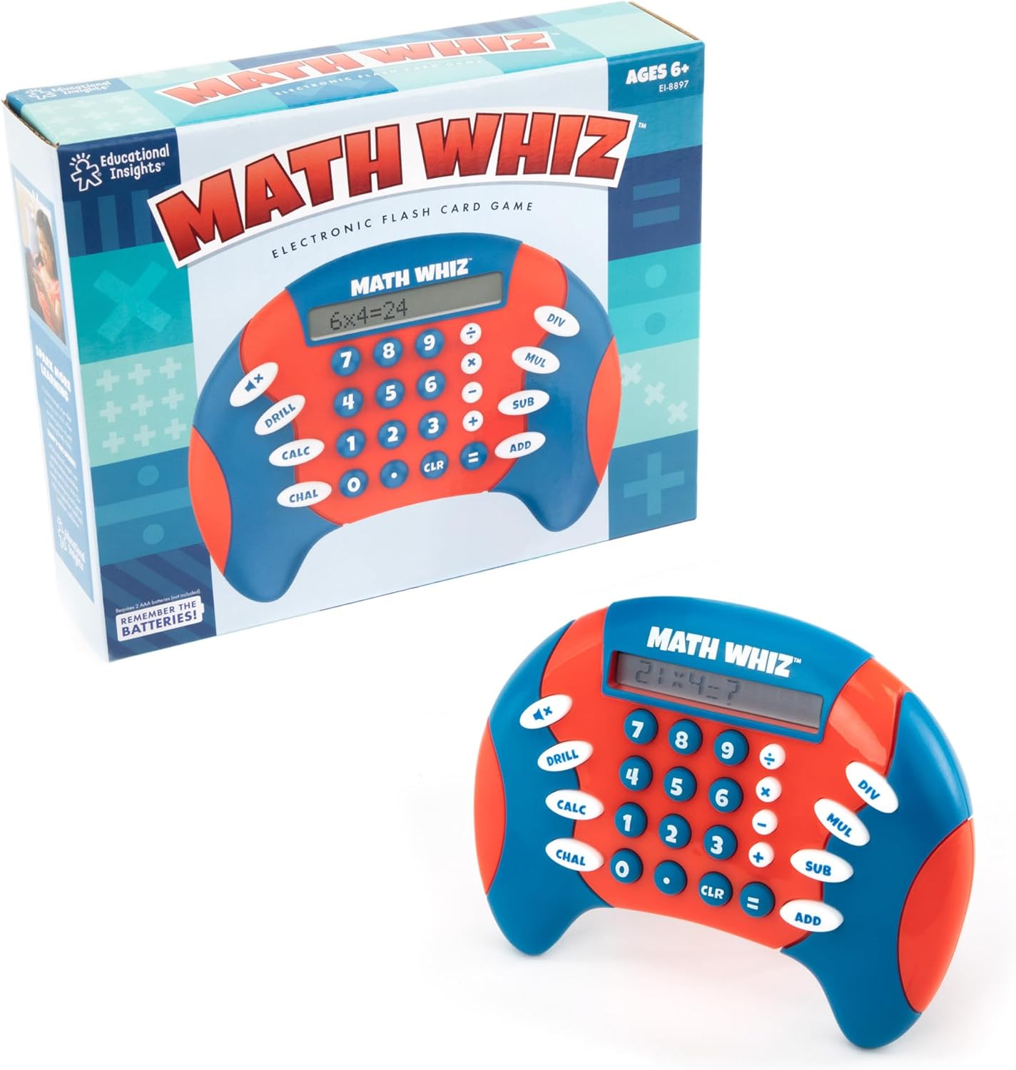 Educational Insights Math Whiz - Electronic Math Games, Addition, Subtraction, Division, and Multiplication Game, Handheld Games for Kids, Interactive STEM Learning Tools for Ages 6+ Educational Insights Math Whiz - Electronic Math Games, Addition, Subtraction, Division, and Multiplication Game, Handheld Games for Kids, Interactive STEM Learning Tools for Ages 6+