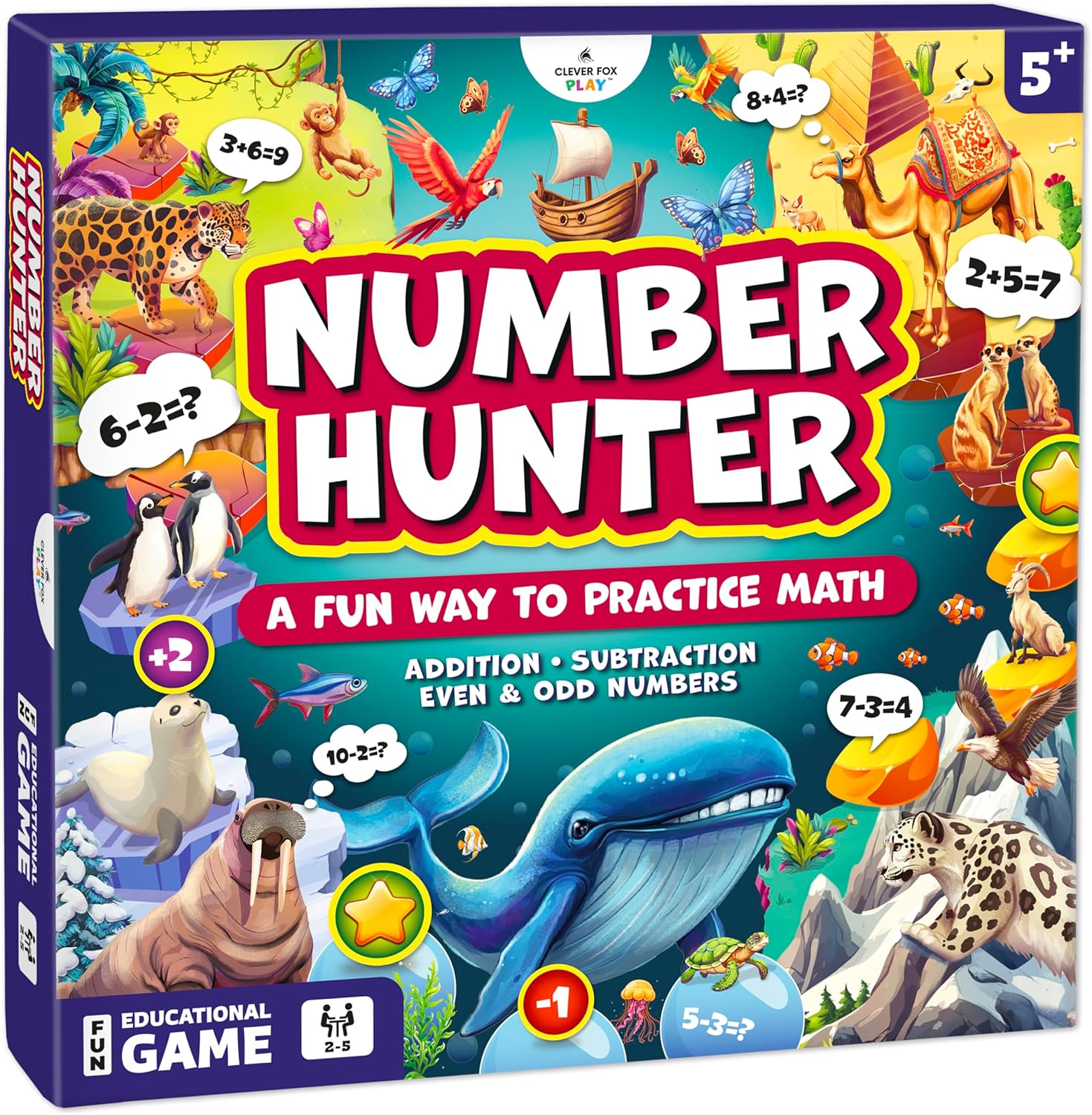 Number Hunter Math Board Game – Addition Subtraction Adventure for Kids Ages 4-8 – Fun Educational STEM Game for Kindergarten, 1st-3rd Grade, Homeschool Family Game Night Number Hunter Math Board Game – Addition Subtraction Adventure for Kids Ages 4-8 – Fun Educational STEM Game for Kindergarten, 1st-3rd Grade, Homeschool Family Game Night