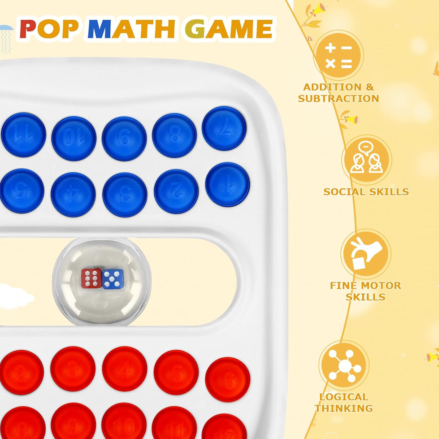 Pop Math Game for Kids - Addition Subtraction Game - Educational Toys Learning Toys for Kids 4 5 6 7, Math Game for Preschool Kindergarten Boys Girls, 2 Player Pop Math Game for Kids - Addition Subtraction Game - Educational Toys Learning Toys for Kids 4 5 6 7, Math Game for Preschool Kindergarten Boys Girls, 2 Player